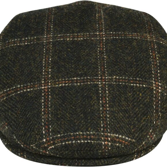 Men's Herringbone Flat Ivy Newsboy Hat Wool Blend Gatsby Cabbie Cap - Picture 3 of 6